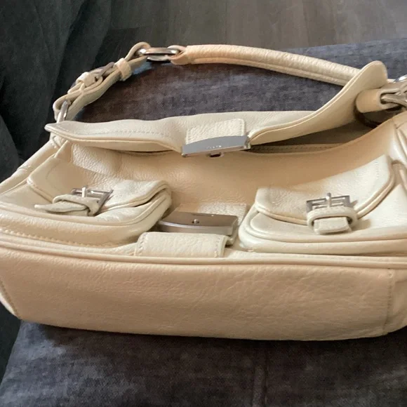 Prada Ivory Leather Shoulder Bag with Silver Buckles - Picture 14 of 15